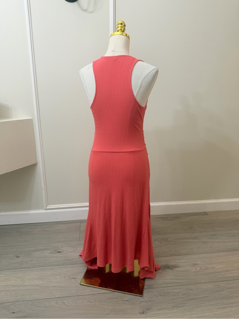 Anthropologie Coral Sleeveless Ribbed Maxi Dress - Picture 5 of 6